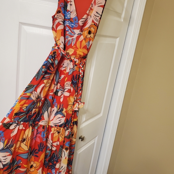 Floral Tropical Maxi Faux Wrap Dress - Picture 6 of 7